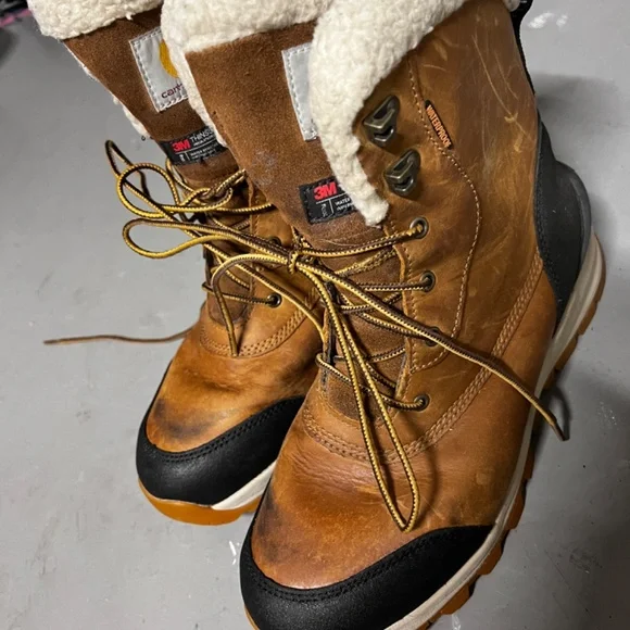 Carhartt Women's Pellston Waterproof Insulated 8 inch Boot, Tan Nubuck WOMENS 10 - Picture 2 of 14